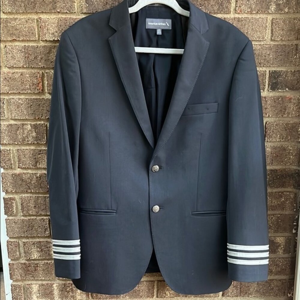 American Airlines Men's Navy Blazer Fligh Crew Pilot Jacket with Silver Accents